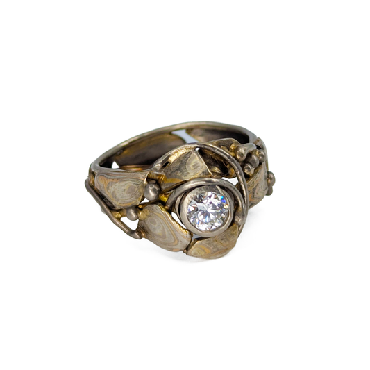 Diamond with Mokume Gane