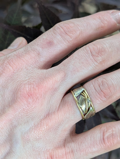 Leaf and Vine Band with Mokume Gane