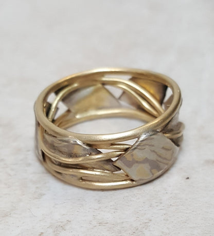 Leaf and Vine Band with Mokume Gane