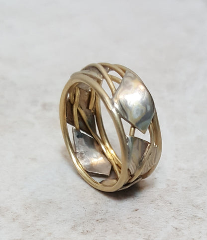 Leaf and Vine Band with Mokume Gane