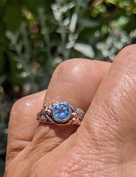 Blue Topaz in White and Rose gold